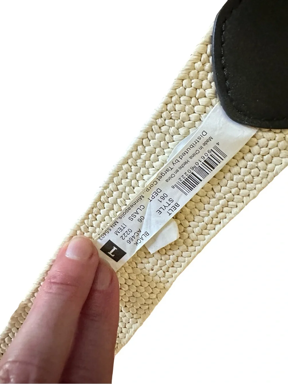 Target Light Yellow Straw Fabric Belt with Black Tabs